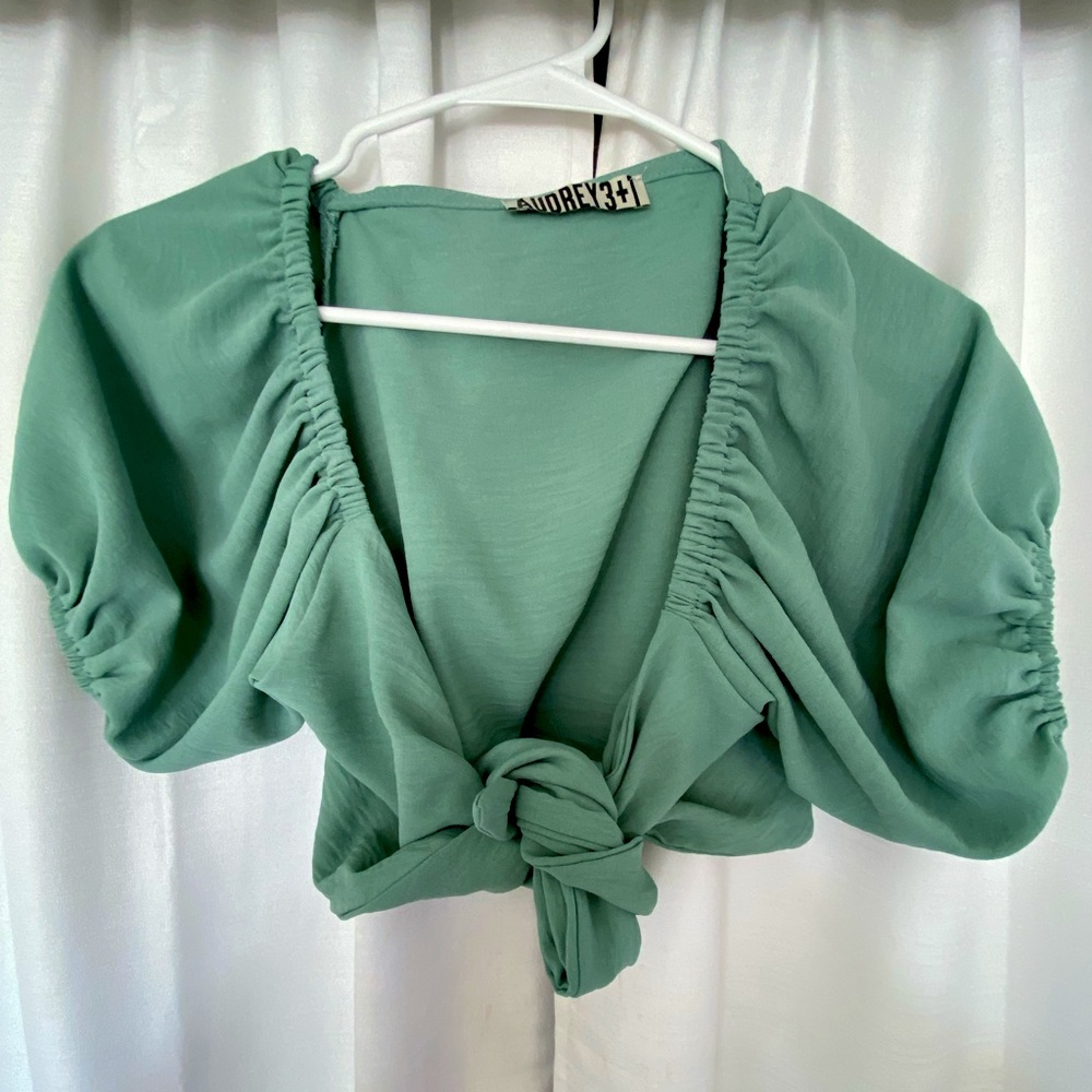 Turquoise cropped tied top Size XS/S